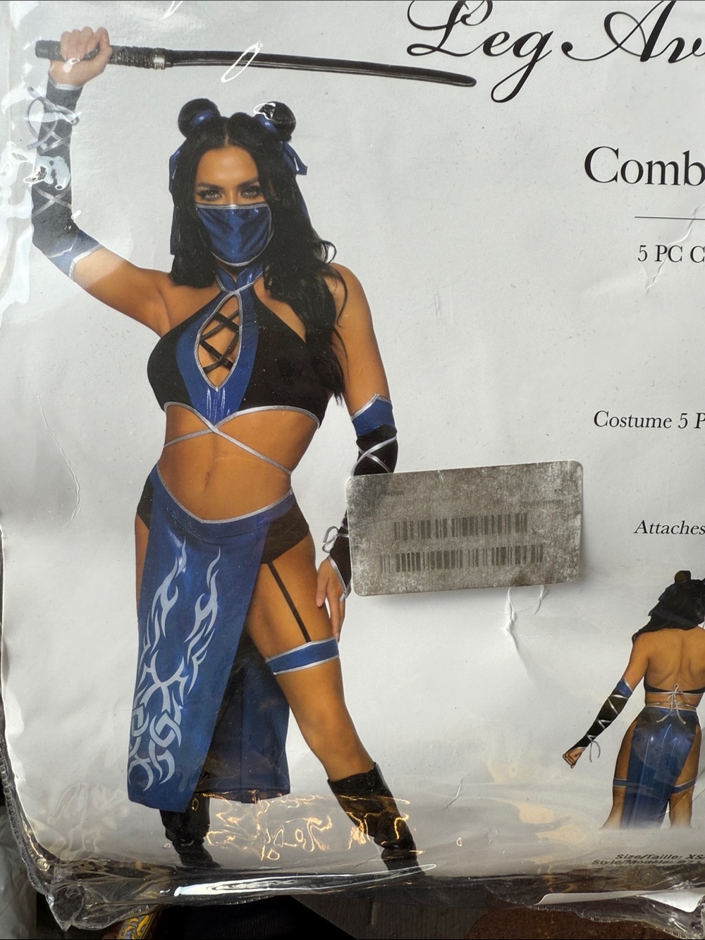 Leg Avenue Blue and Black High-Slit Costume Skirt Halloween or dress up ninja